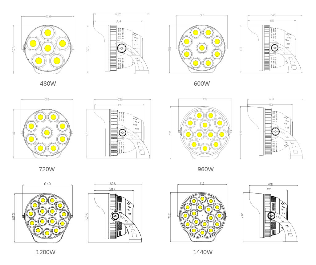 sports lighting size