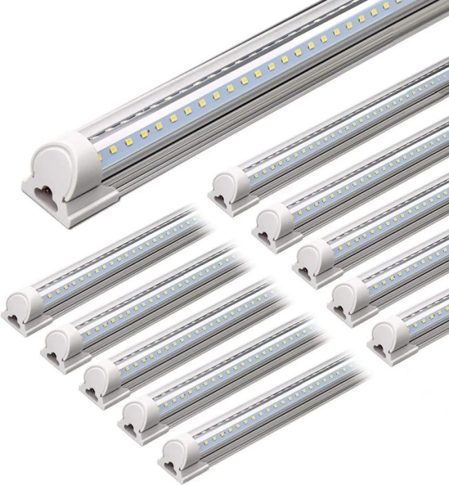 Linkable LED Tube Light — V-Shaped With Clear Cover — 8-Foot, 72W, 9000 Lumens, 5000K Daylight — T8 LED Shop Light With Plug factory